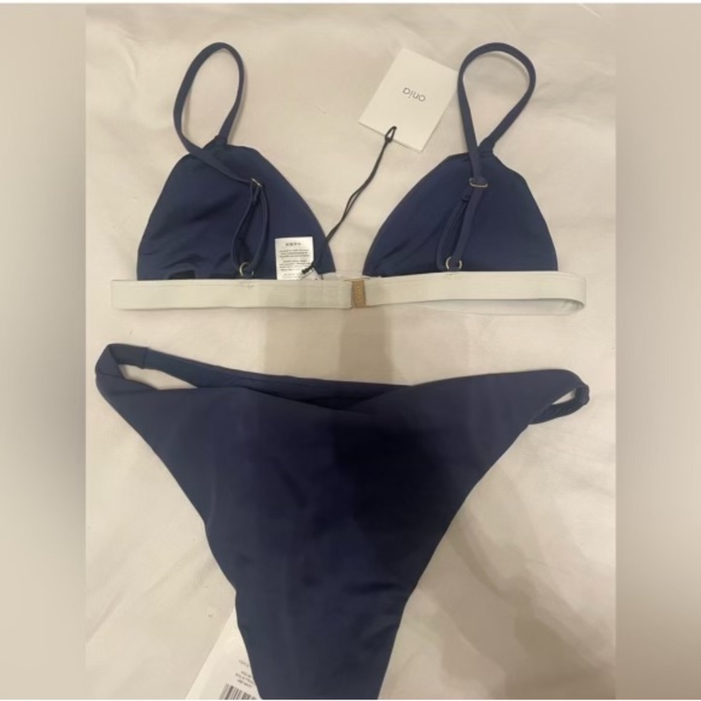 Blue and white bathing suit
